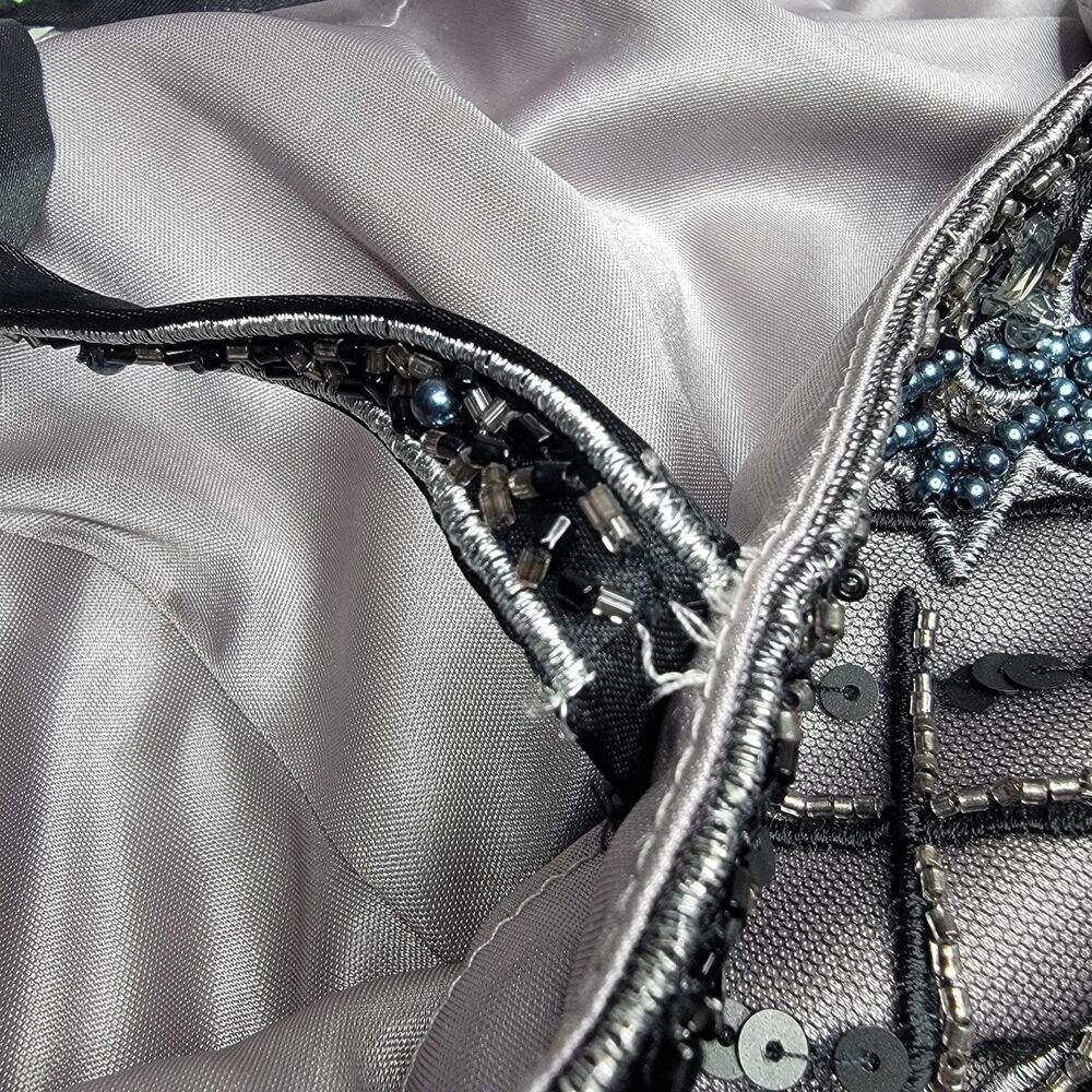 Sue Wong New Size 8/Med Beaded Dress Fringe New Gatsby Hoco Platinum Black - Picture 11 of 17